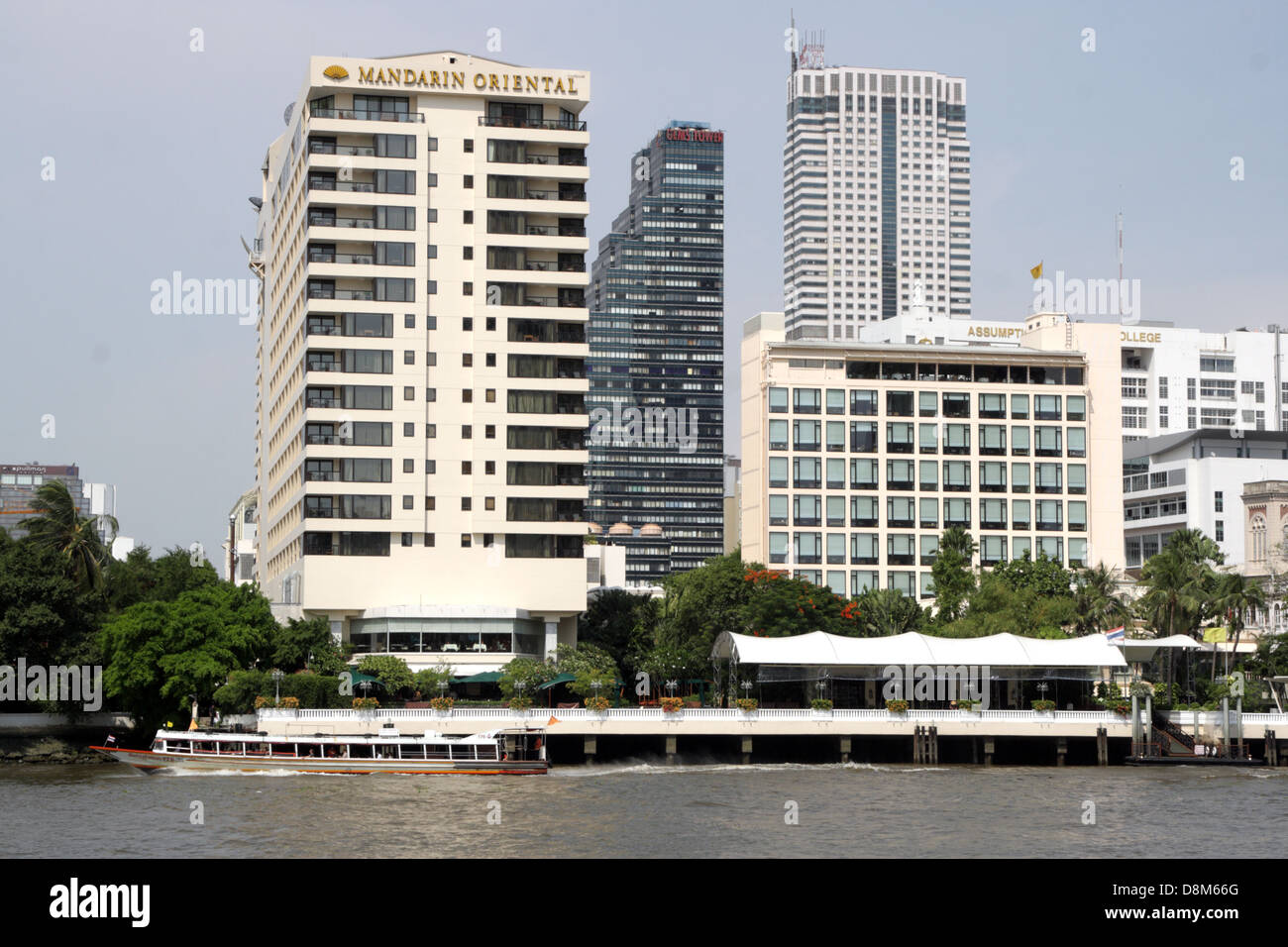 Mandarin Oriental hotel on Chao Phraya riverside in Bangkok , Thailand Stock Photo
