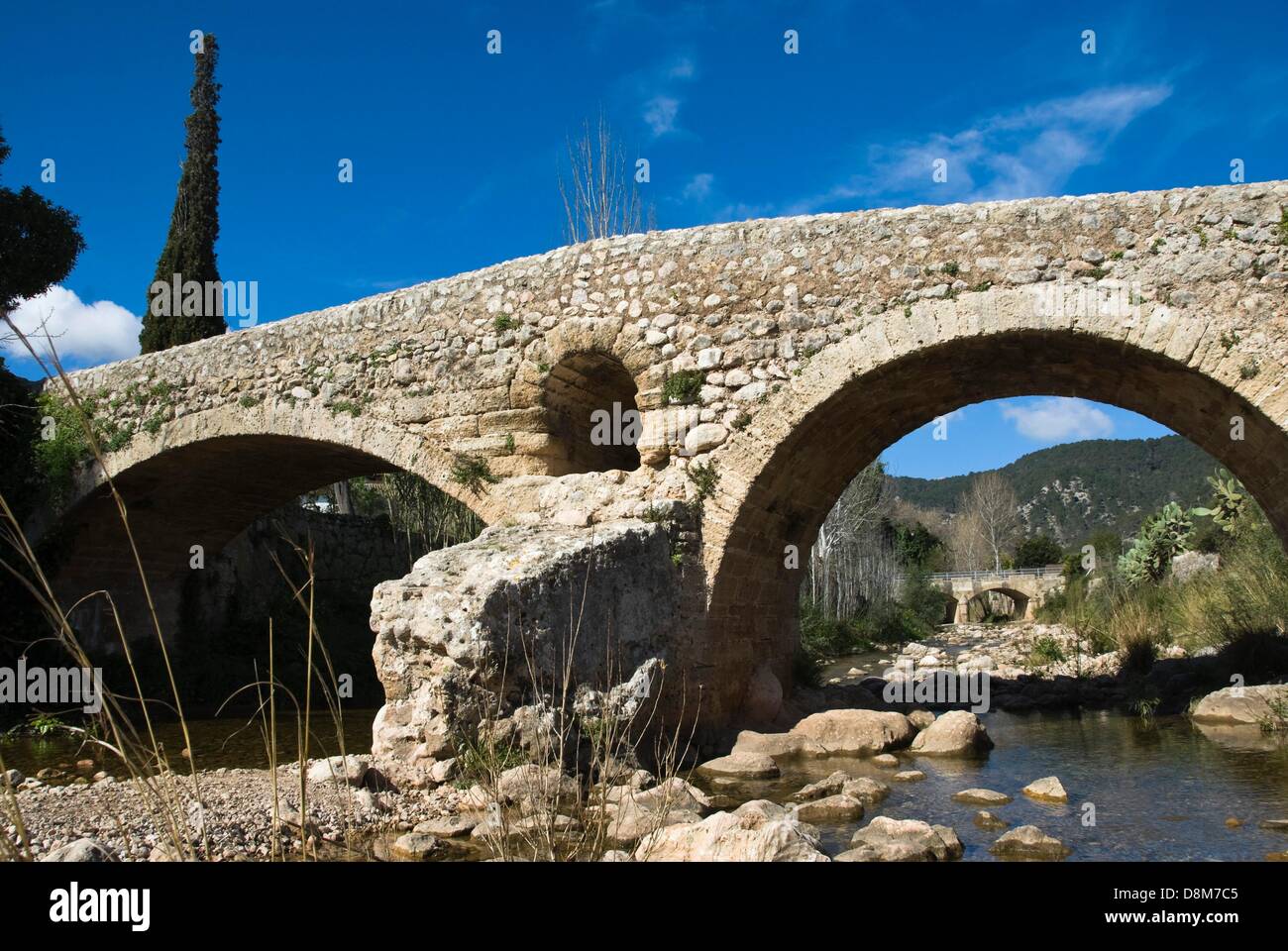 Old roman stonebridge, Pollenca, Mallorca Stock Photo