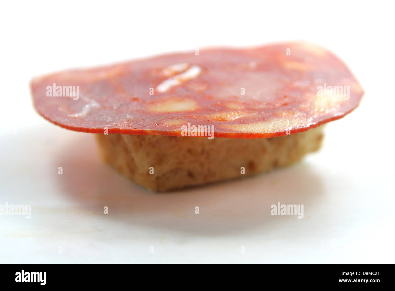 Sliced salami on whole wheat bread Stock Photo