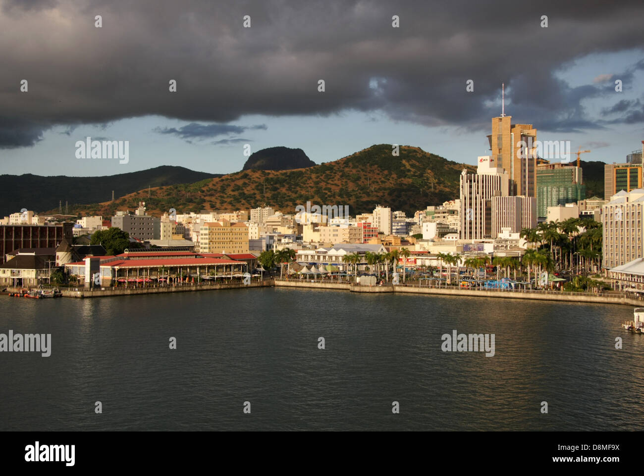 a view of Port Louis harbour, in the capital of Mauritius Stock Photo