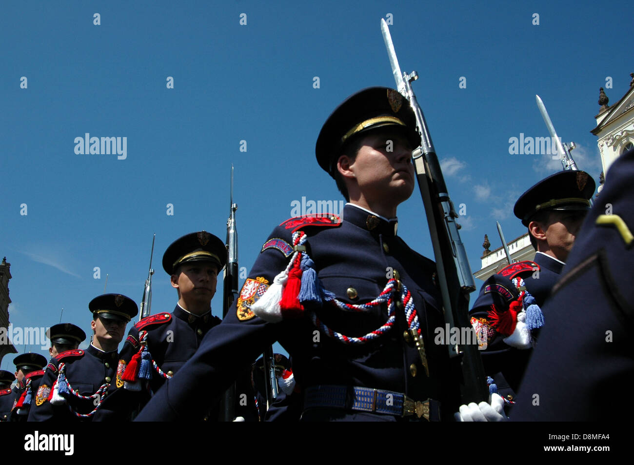 Armed members of the Castle Guard which task is to guard and defend the seat of the President of the Czech Republic at the Prague Castle, Czech republic Stock Photo