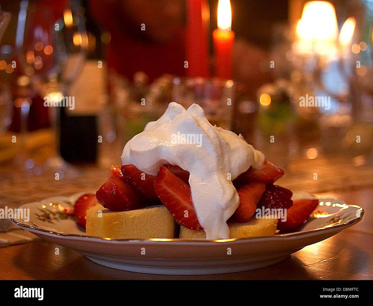 A delicious strawberry shortcake topped with whipped cream, showcasing ...
