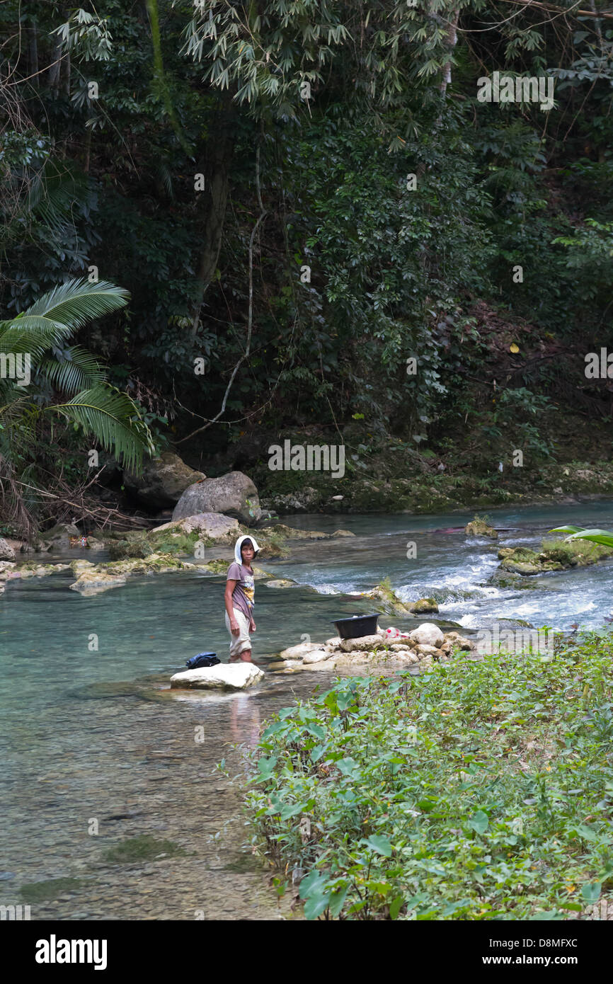 Creek leading up to the Kawasan Waterfalls in Badian on Cebu ...