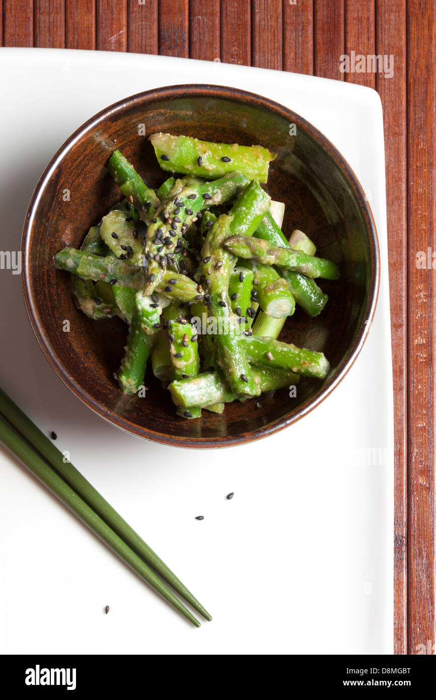 Asparagus Sesame Salad, Japanese style, vertical Stock Photo Alamy