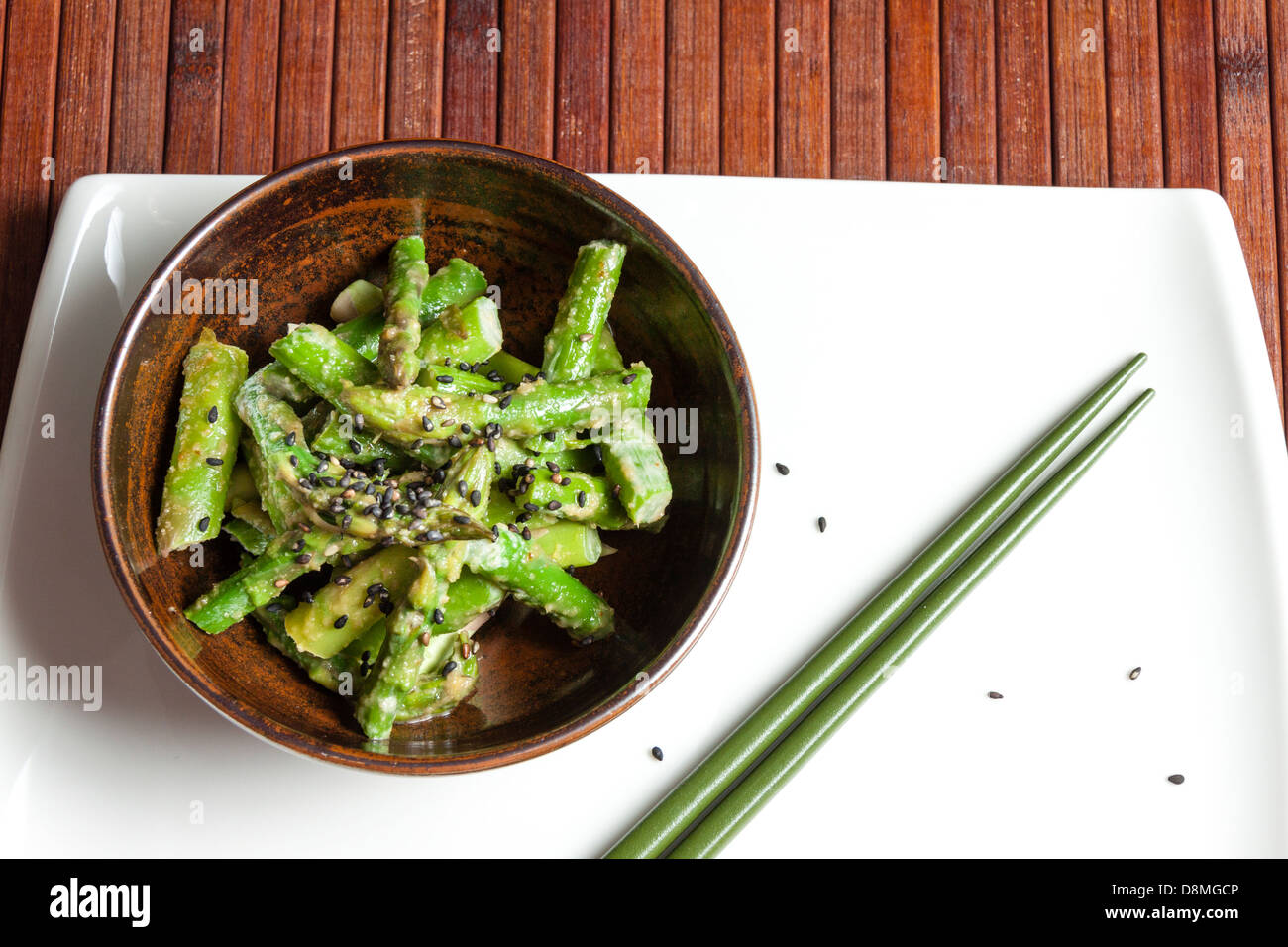Asparagus Sesame Salad, Japanese style, horizontal Stock Photo Alamy