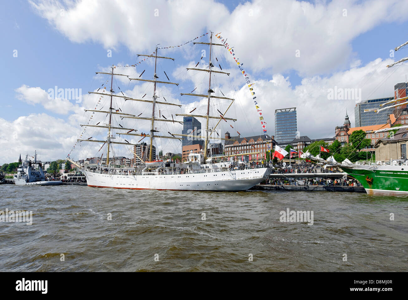 Sailing ship in the harbor, Hamburg, Germany Stock Photo