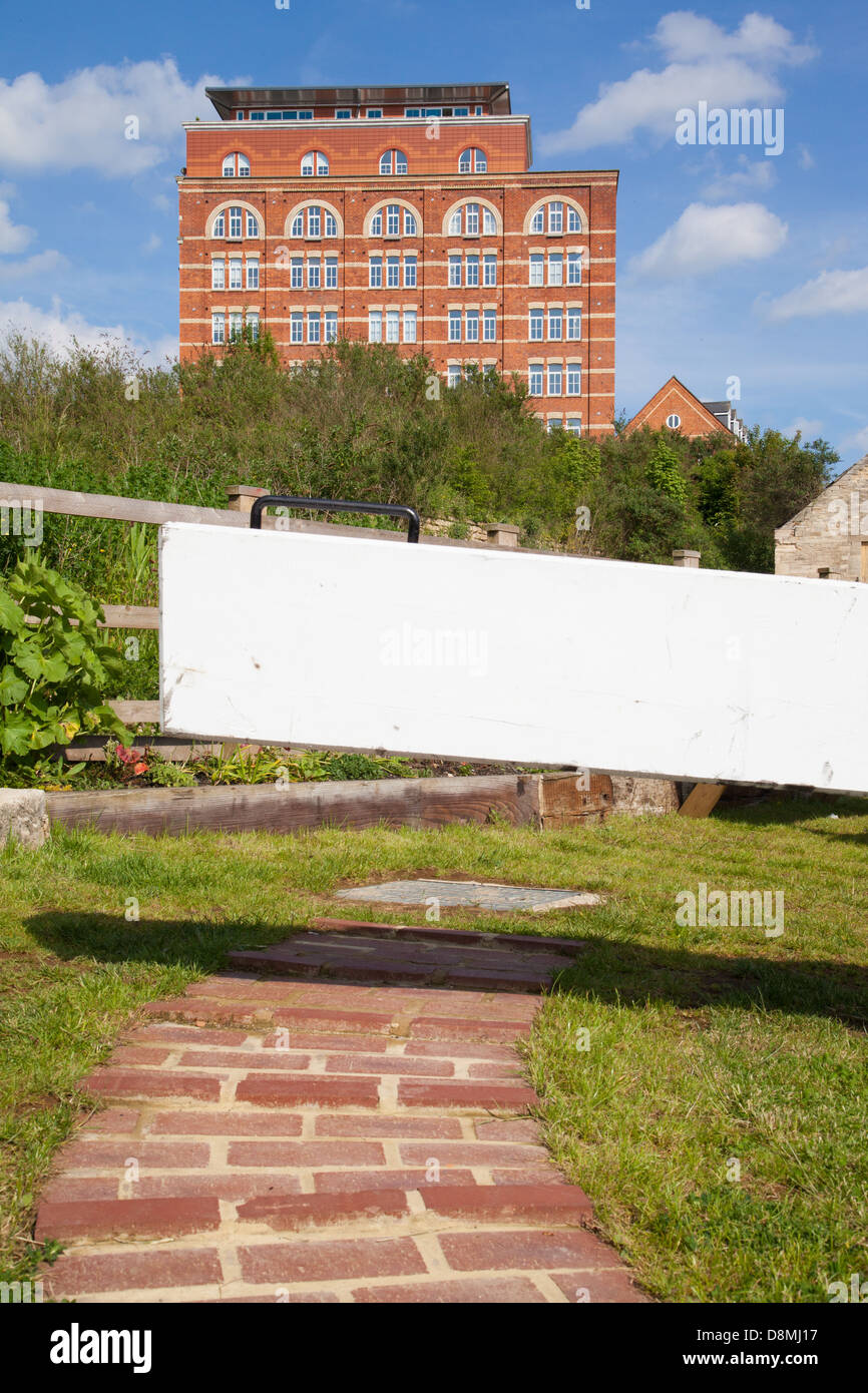 The view of Hill Paul apartments from the canel in Stroud, Gloucestershire,uk Stock Photo Alamy