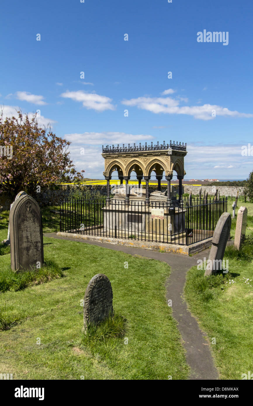 An image of the Grace Darling memorial which stands in St. Aidans church in Bamburgh. Stock Photo