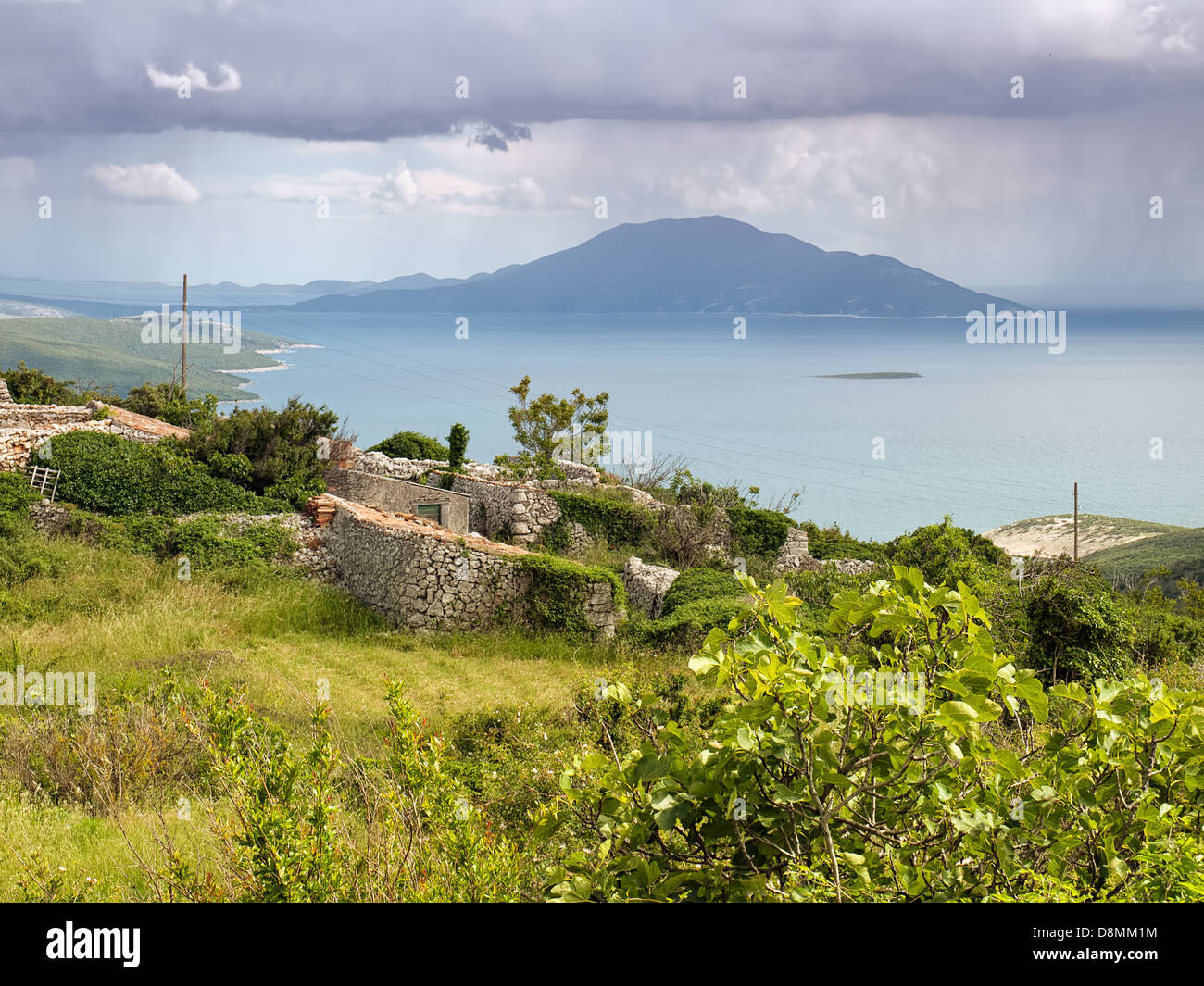 Sight on the Adriatic sea from the island Cres. Stock Photo