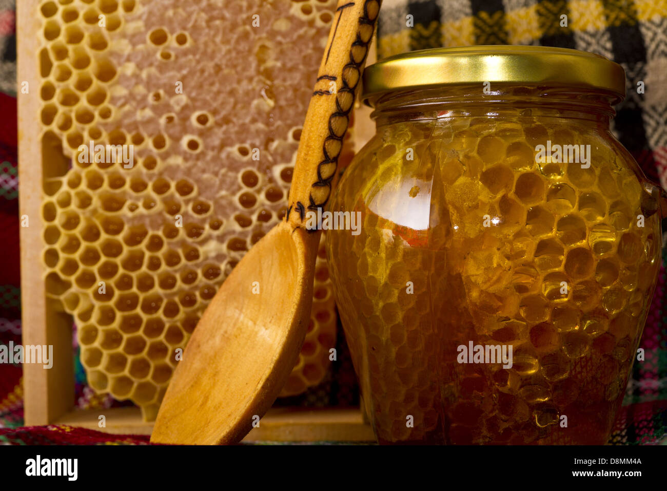 Jars of honey and Honey products Stock Photo Alamy