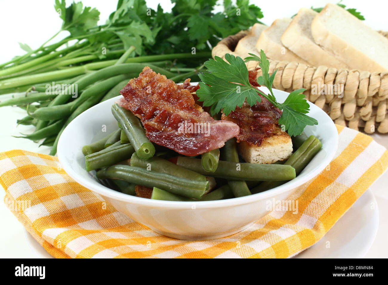 beans with bacon Stock Photo