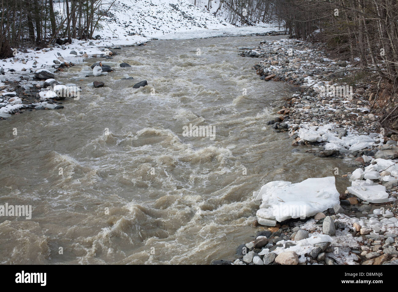 Early spring thaw brings water and ice down the Cold River at Mohawk ...