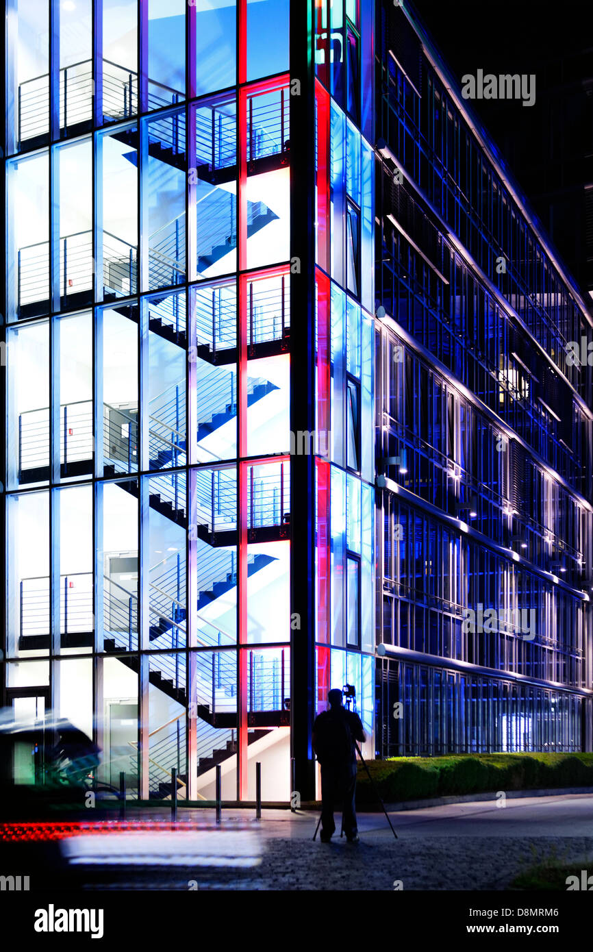 Illuminated business building, City Nord Festival of Lights, Hamburg
