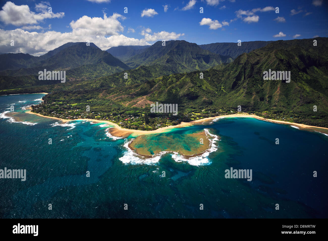 Aerial View of Tunnels Beach and reef system on the Hawaiian Island of Kauai Stock Photo Alamy