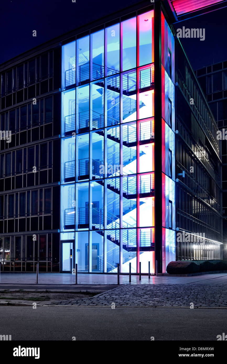 Illuminated business building, City Nord Festival of Lights, Hamburg