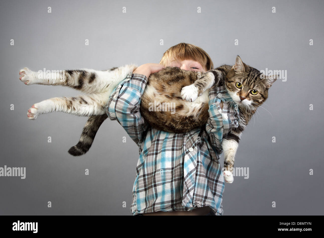 Boy and Cat Stock Photo