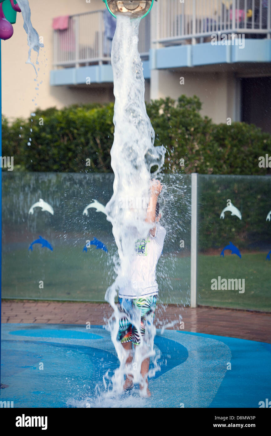 Kids playing in water fountains, Surfers Paradise, Qld Australia Stock