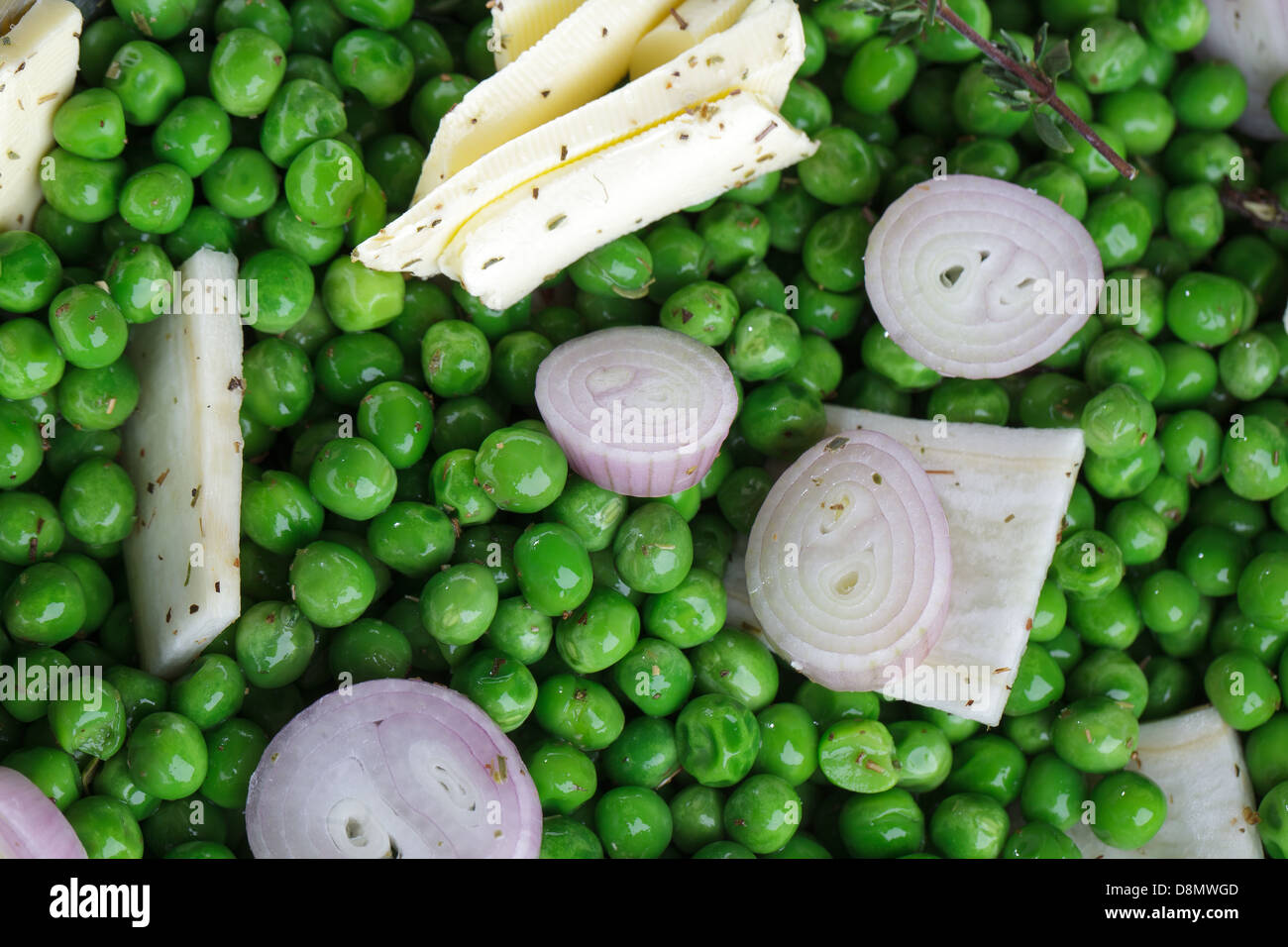 Fresh Peas with Spices Stock Photo