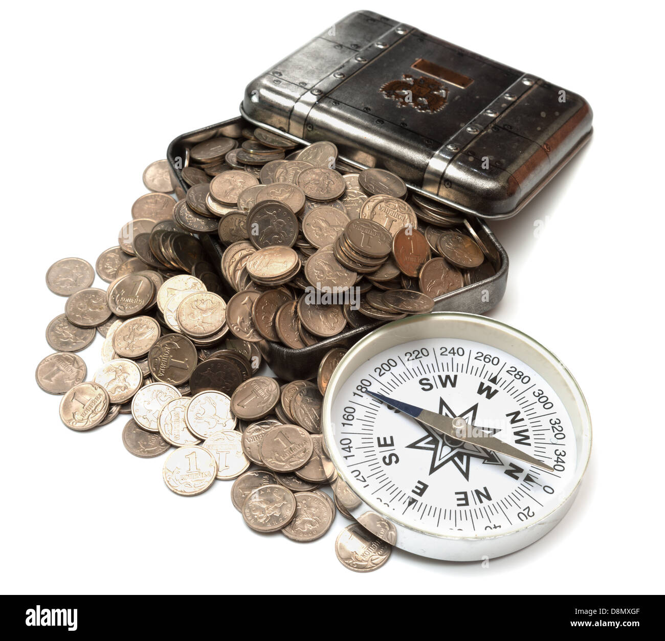 box with coins Stock Photo Alamy