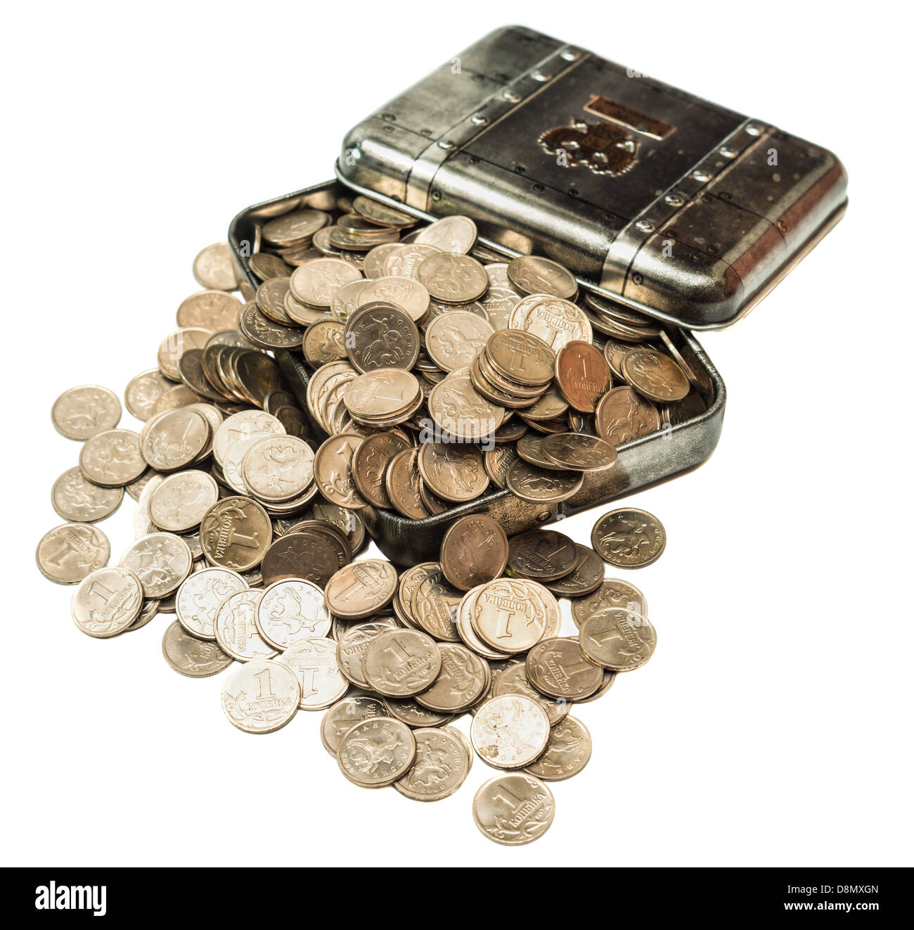 box with coins Stock Photo Alamy