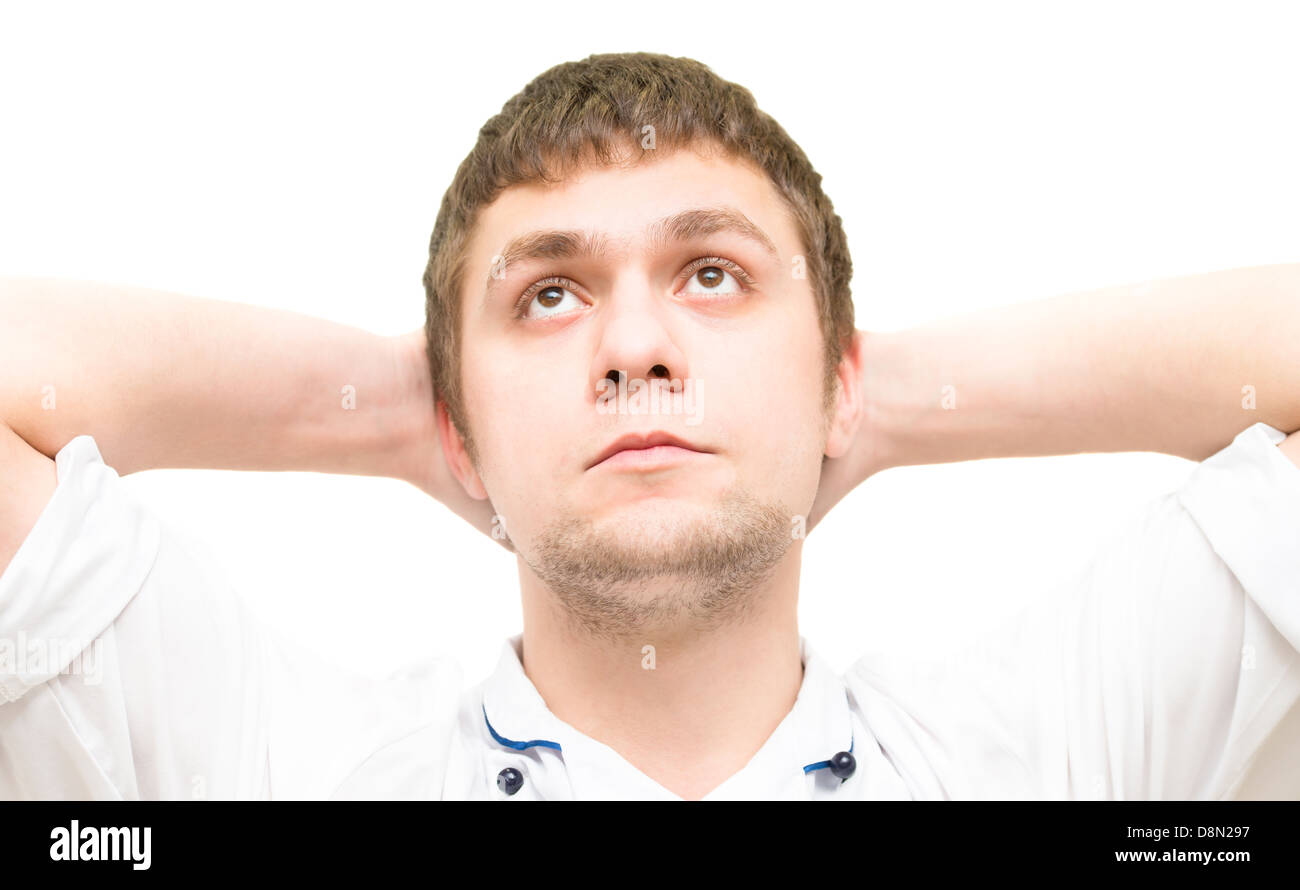 hands behind head Stock Photo Alamy