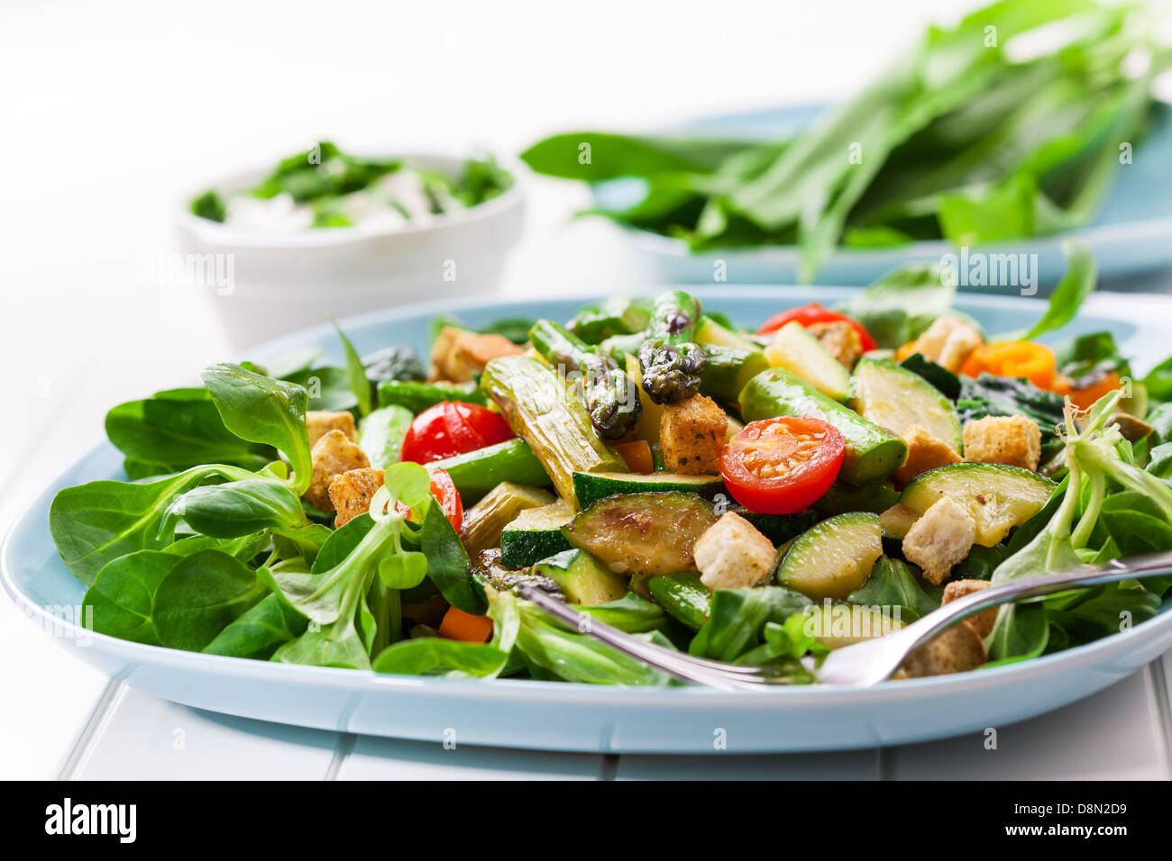 Salad with green asparagus Stock Photo