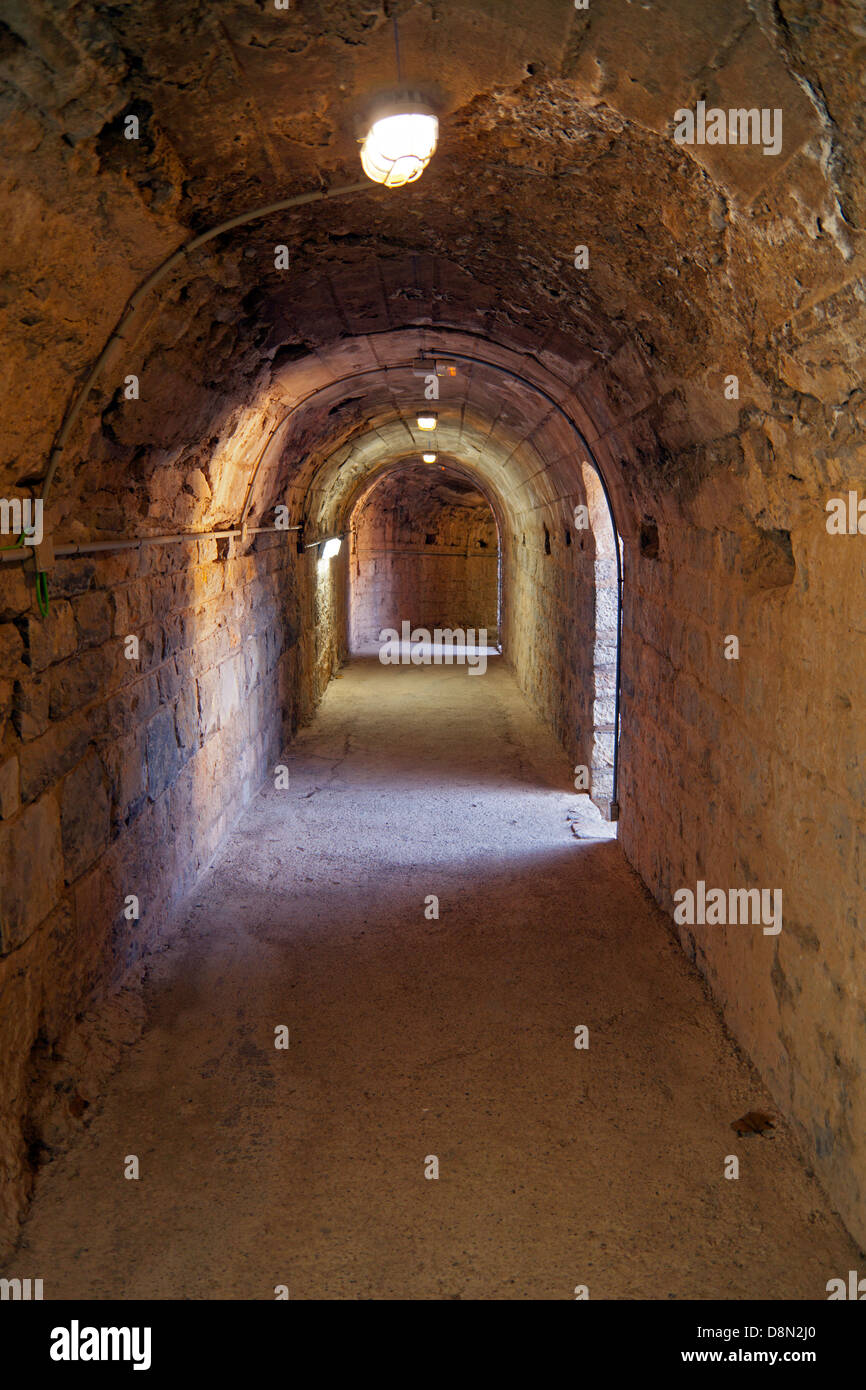 Roman corridor behind the seating area of the Amphitheatre in Sagunto Stock Photo