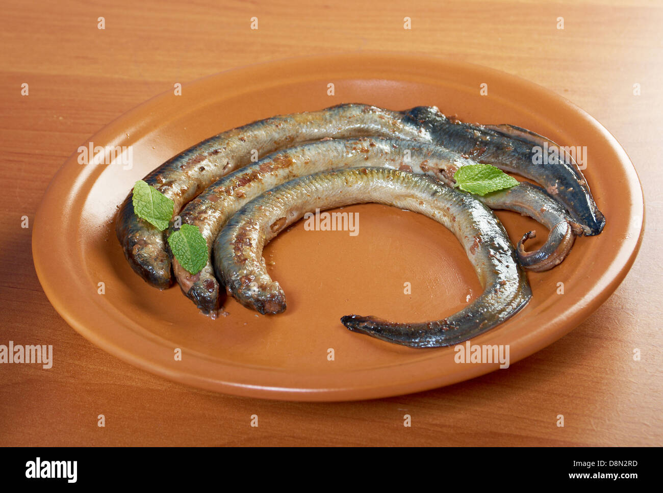 Grilled lamprey Stock Photo