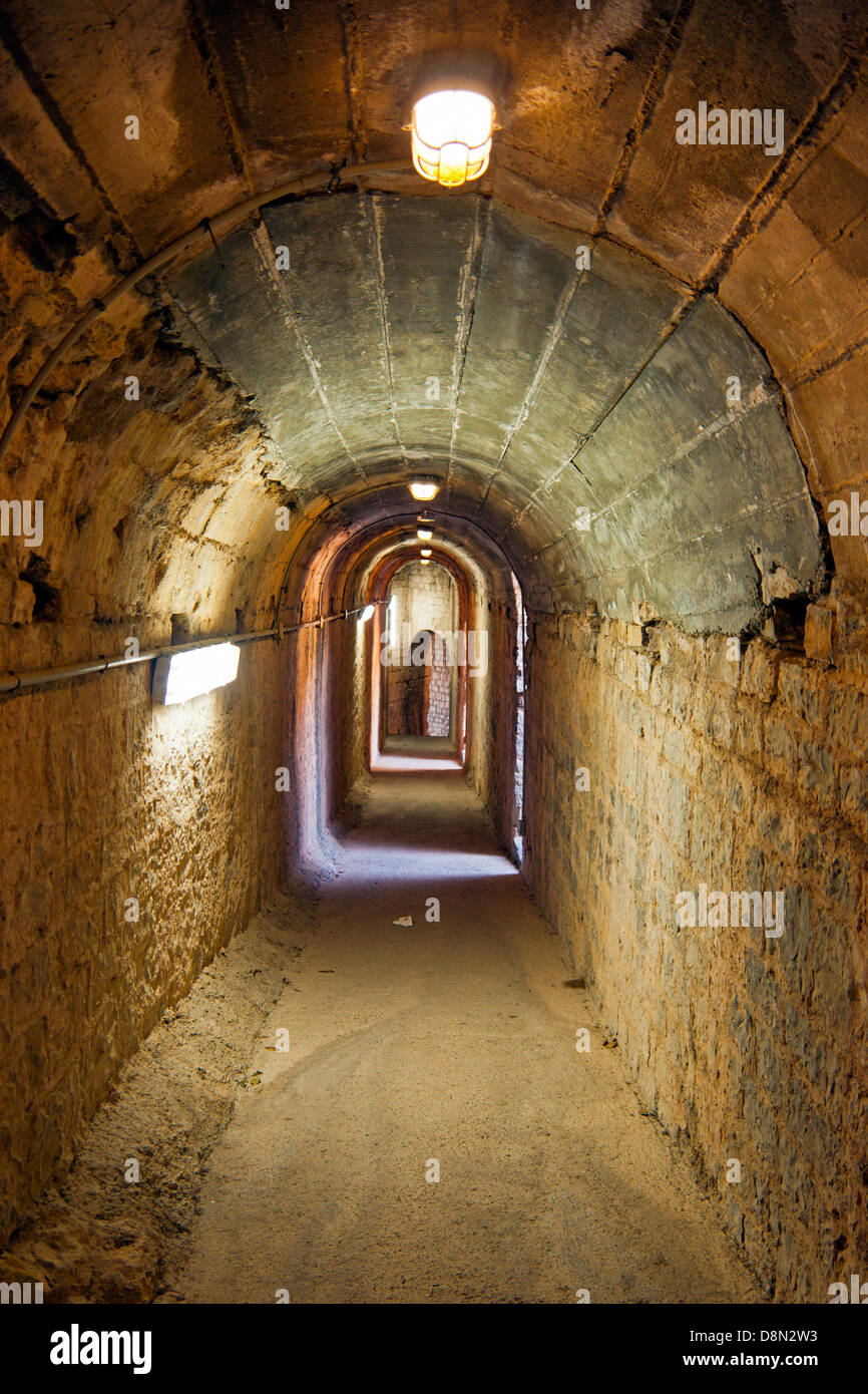 Roman corridor behind the seating area of the Amphitheatre in Sagunto Stock Photo