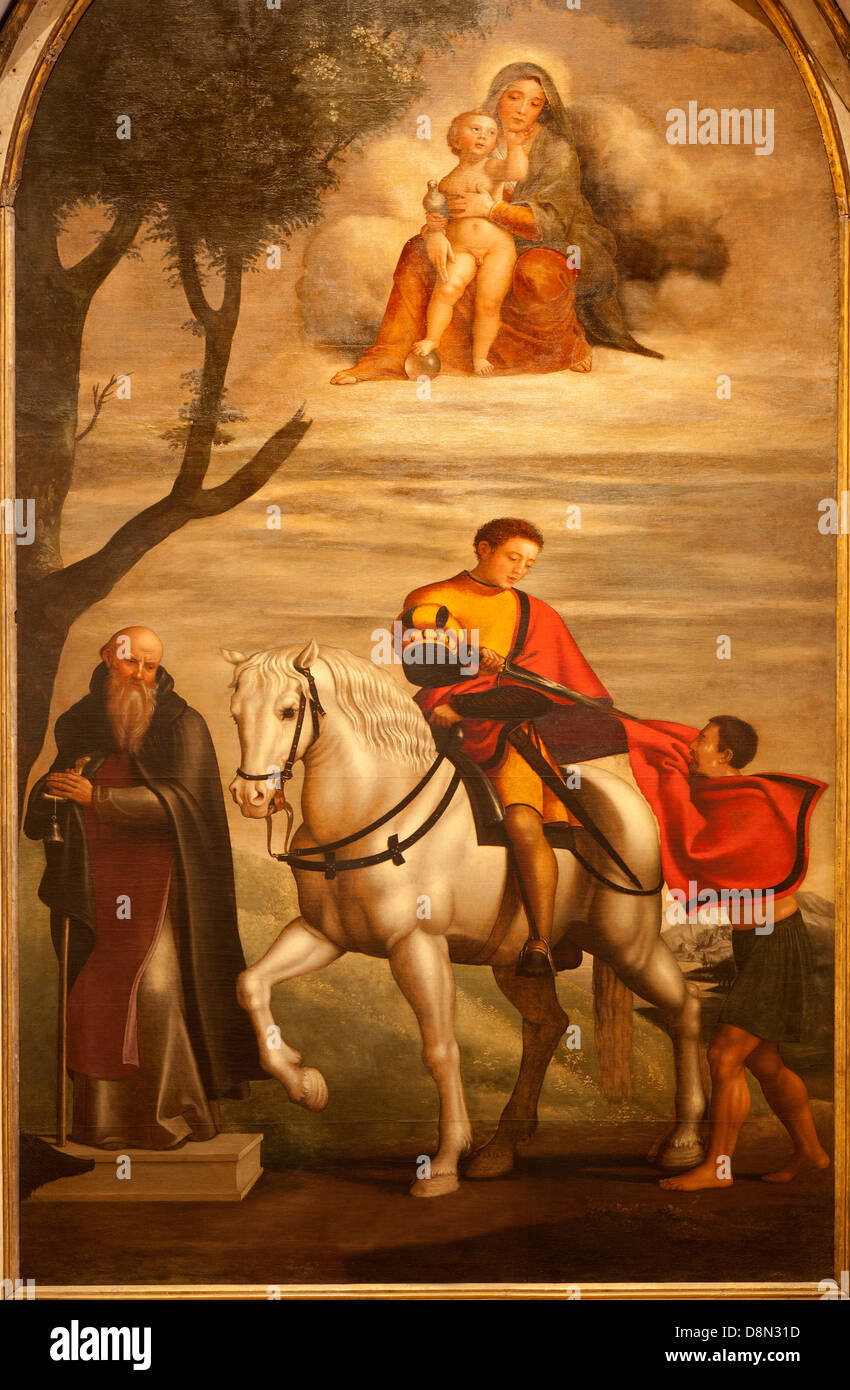 Verona - George paint from side altar in Saint Anastasia's church Giovan Francesco Caroto  (1480 – 1555). Stock Photo