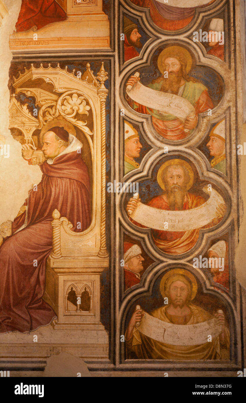 VERONA - JANUARY 27: Fresco from medieval pulpit in San Fermo church Stock Photo