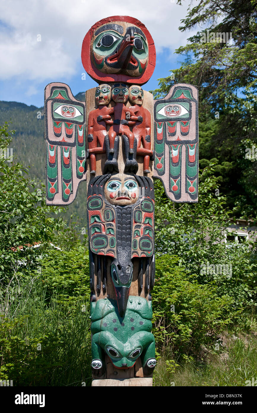 Totem pole. Saxman Totem Park. Ketchikan. Alaska. USA Stock Photo Alamy