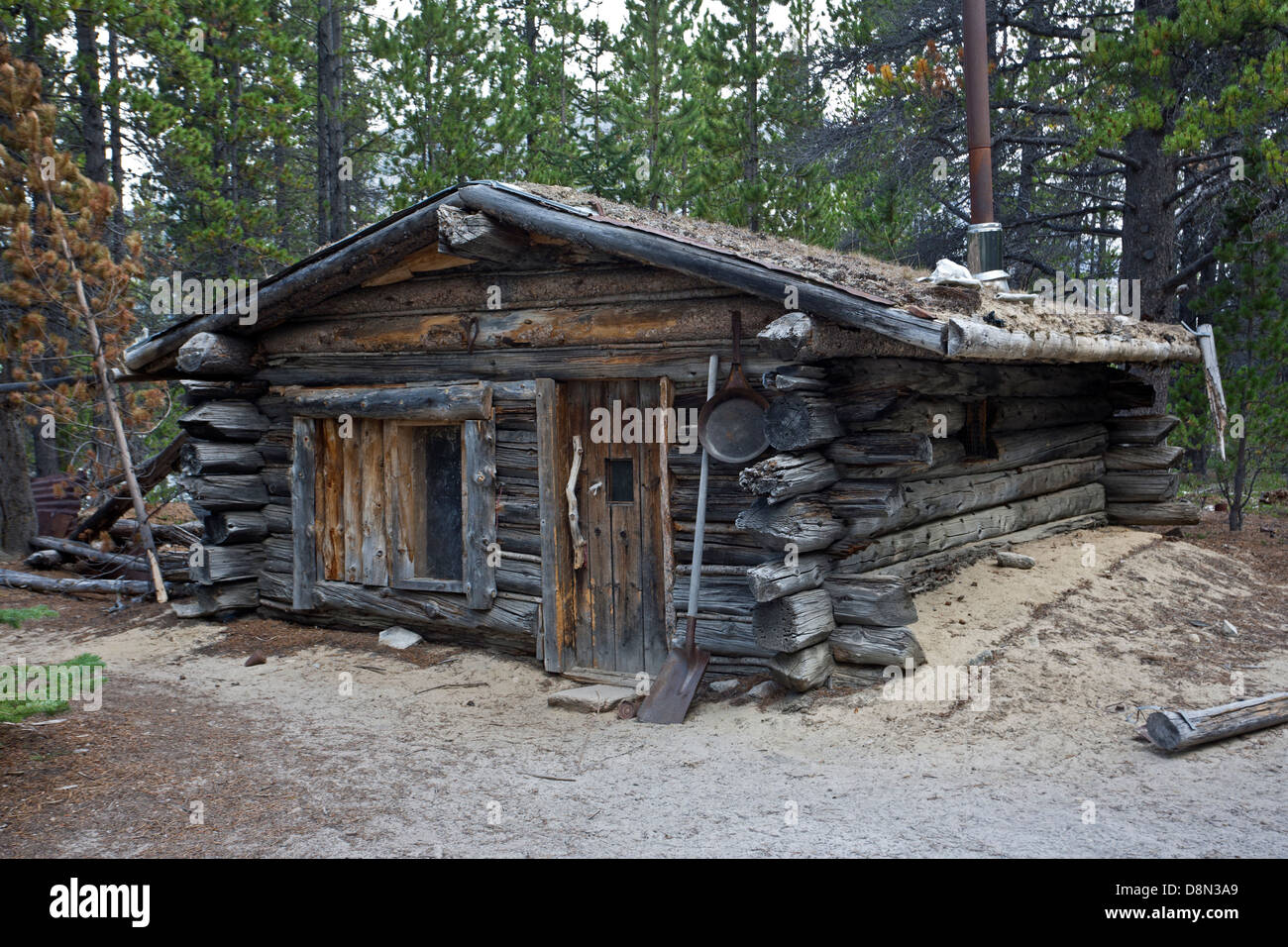 Log cabin. Chilkoot trail. Canada Stock Photo