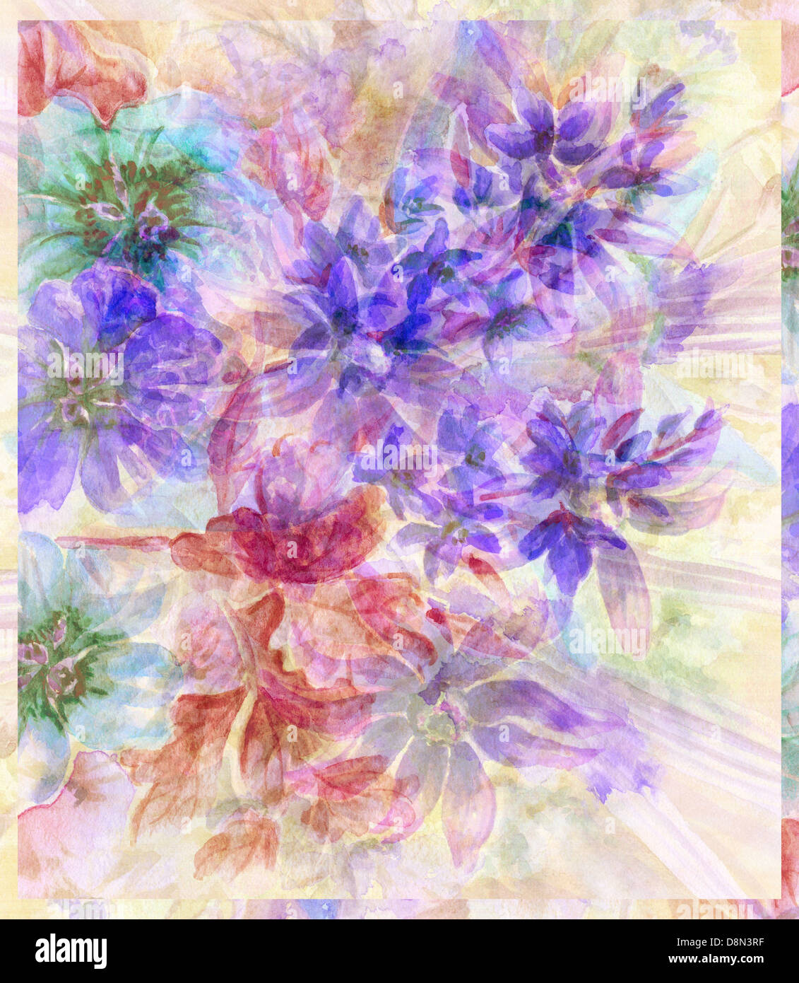 Water colour, abstract flowers Stock Photo