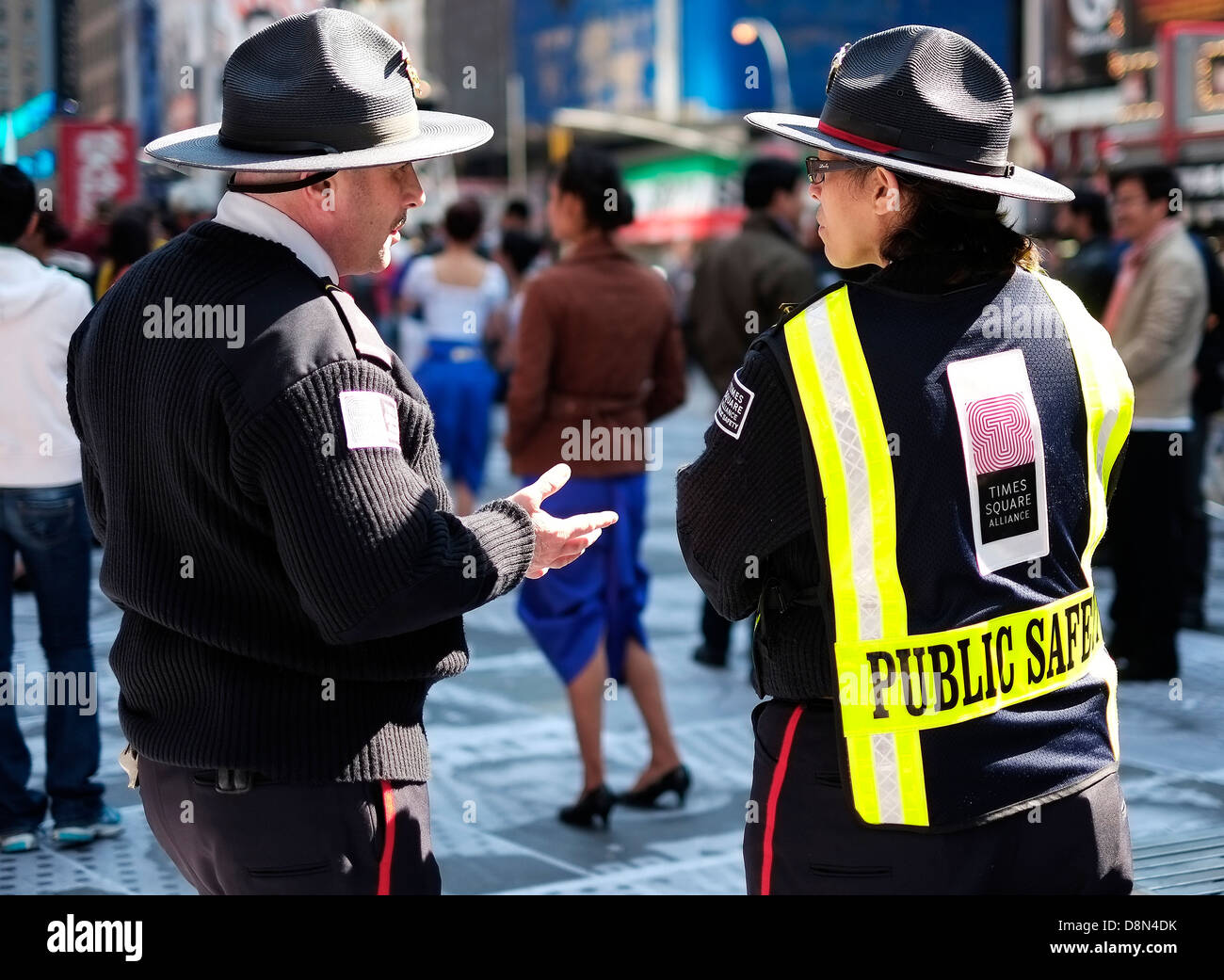 Public Safety officers standing in Times Square, New York City. Stock Photo