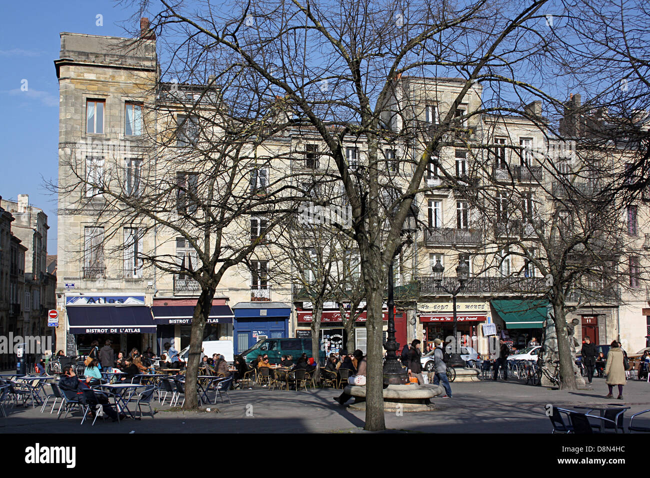 Bordeaux, France, cafés in Place St Michel Stock Photo