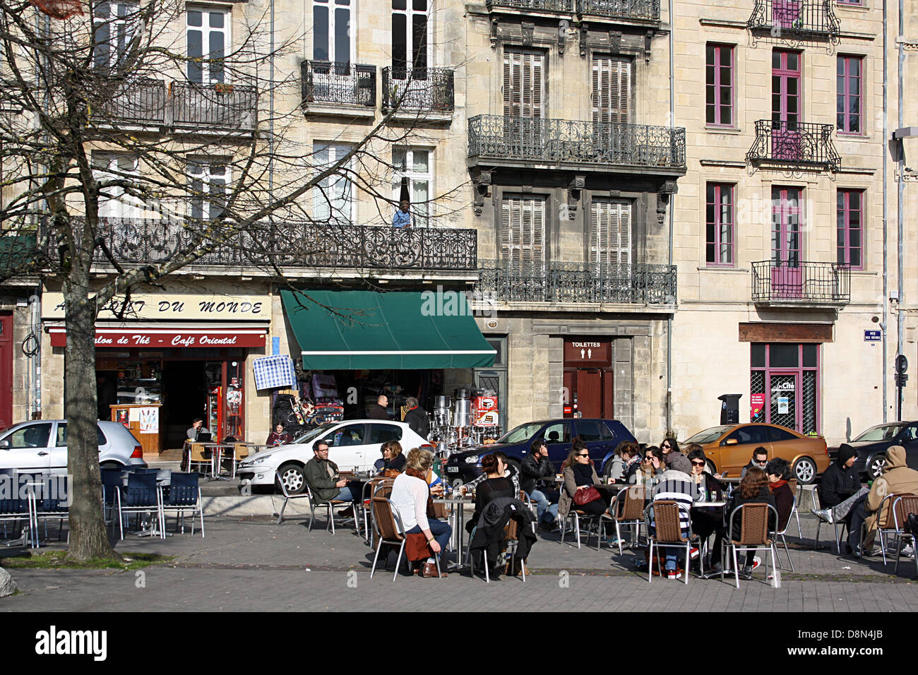 Bordeaux, France, cafés in Place St Michel Stock Photo
