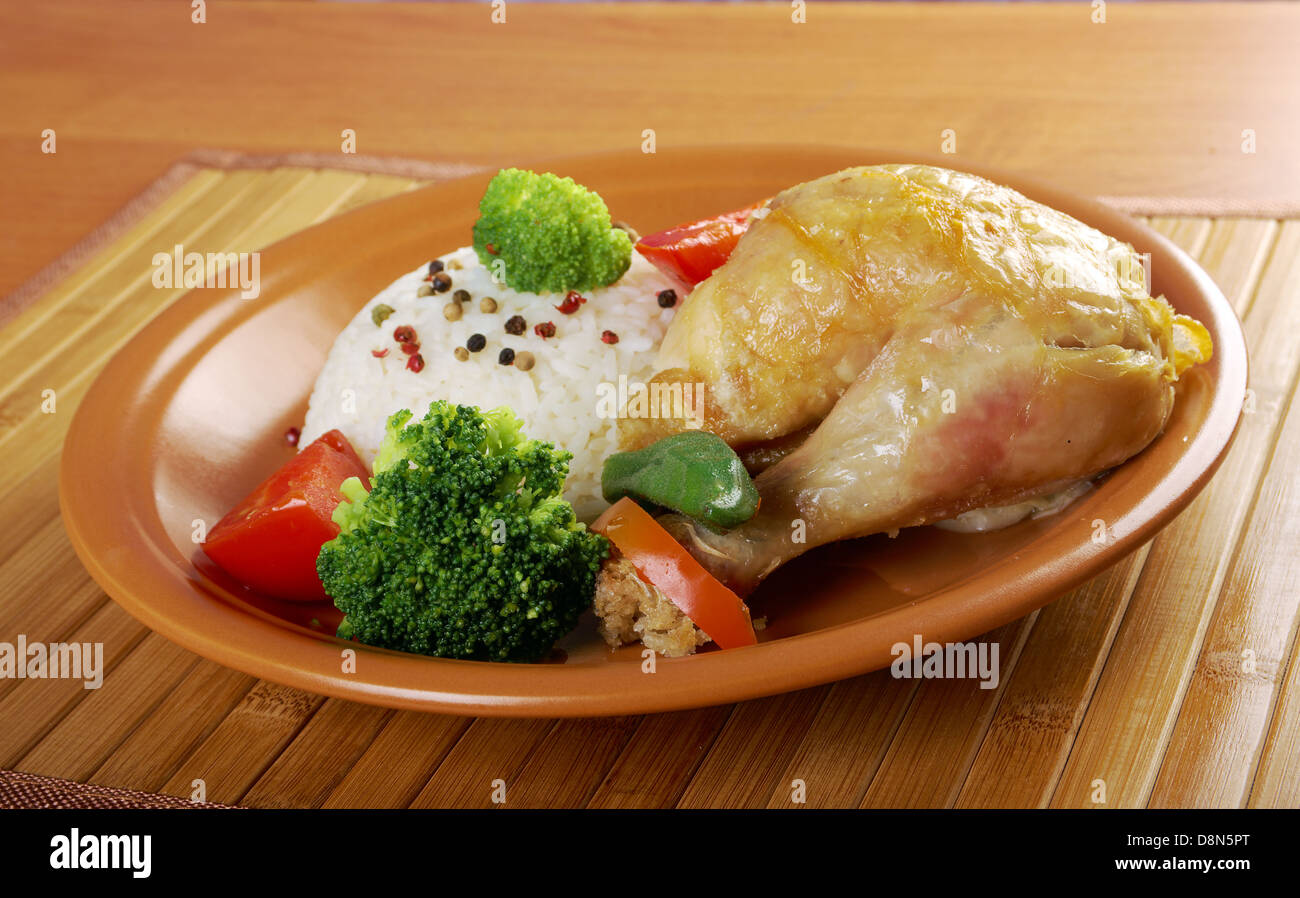 Rice and chicken Stock Photo - Alamy