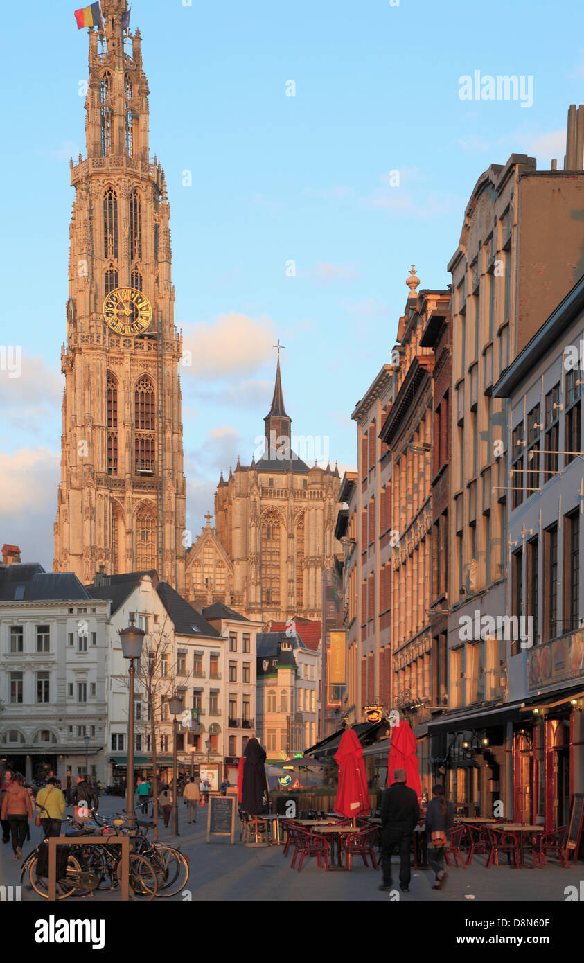Belgium, Antwerp, Cathedral, Suikerrui, Stock Photo