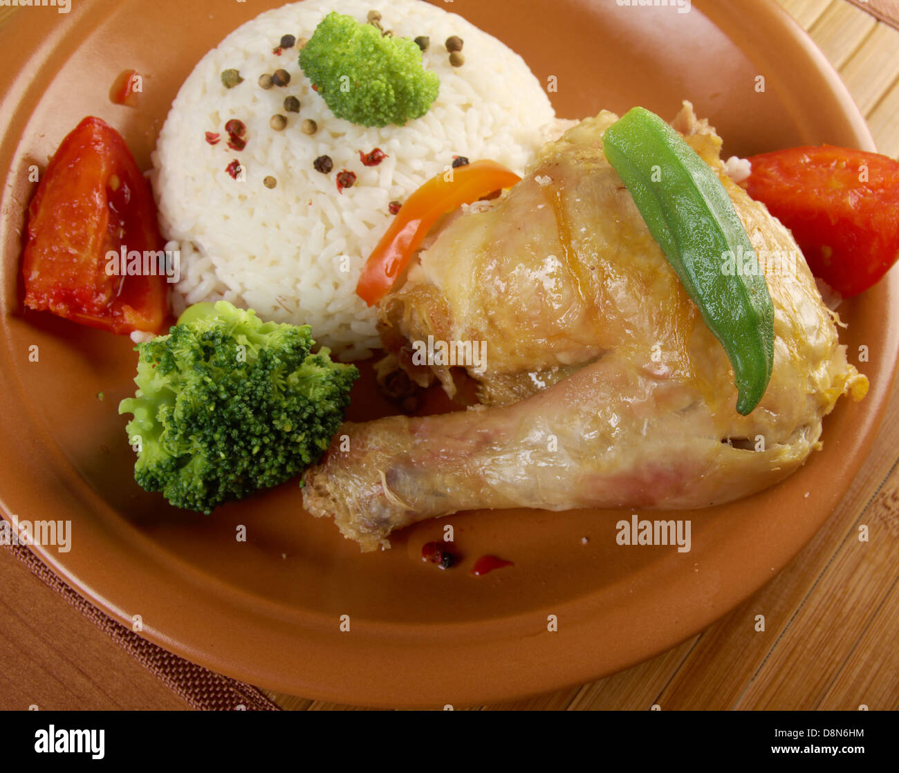 Rice and chicken Stock Photo - Alamy