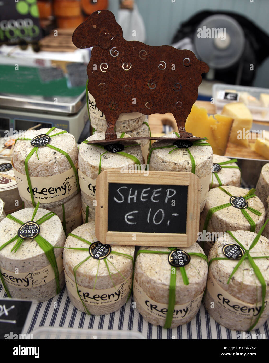 Creeny, Corleggy Irish sheep's milk cheese on sale at Bloom 2013 Stock Photo