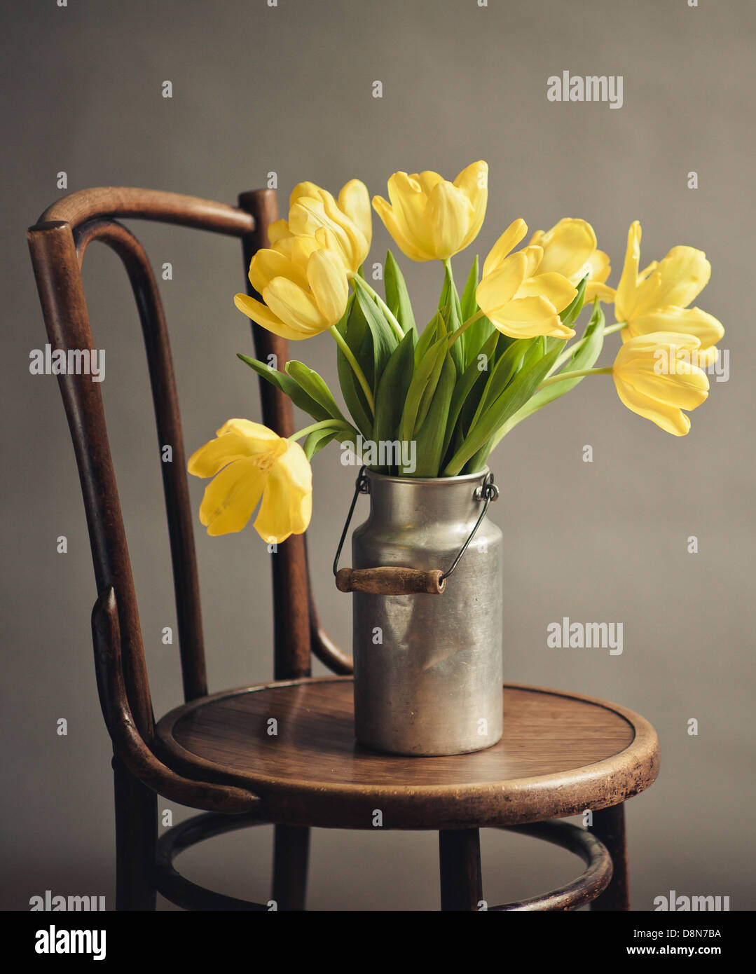Still Life with Yellow Tulips Stock Photo - Alamy