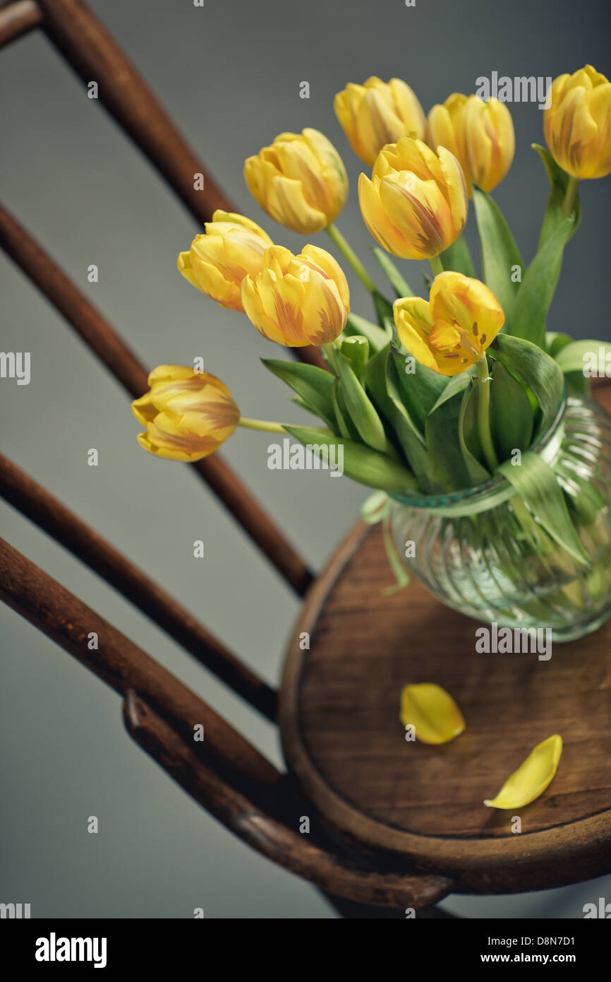 Still Life with Yellow Tulips Stock Photo - Alamy
