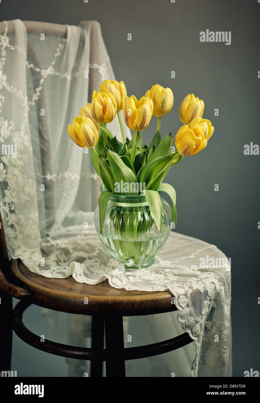 Still Life with Yellow Tulips Stock Photo - Alamy