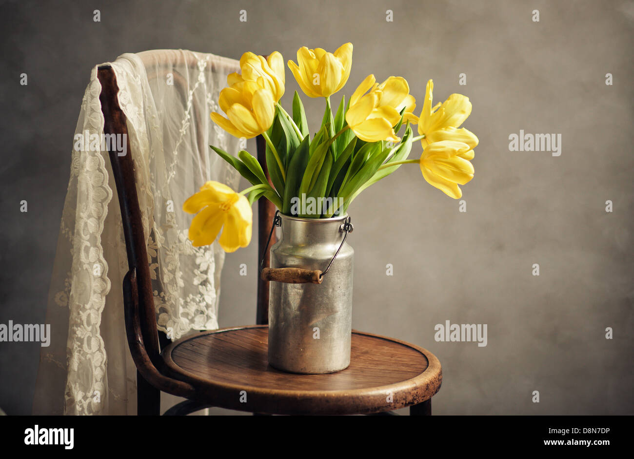 Still Life with Yellow Tulips Stock Photo - Alamy