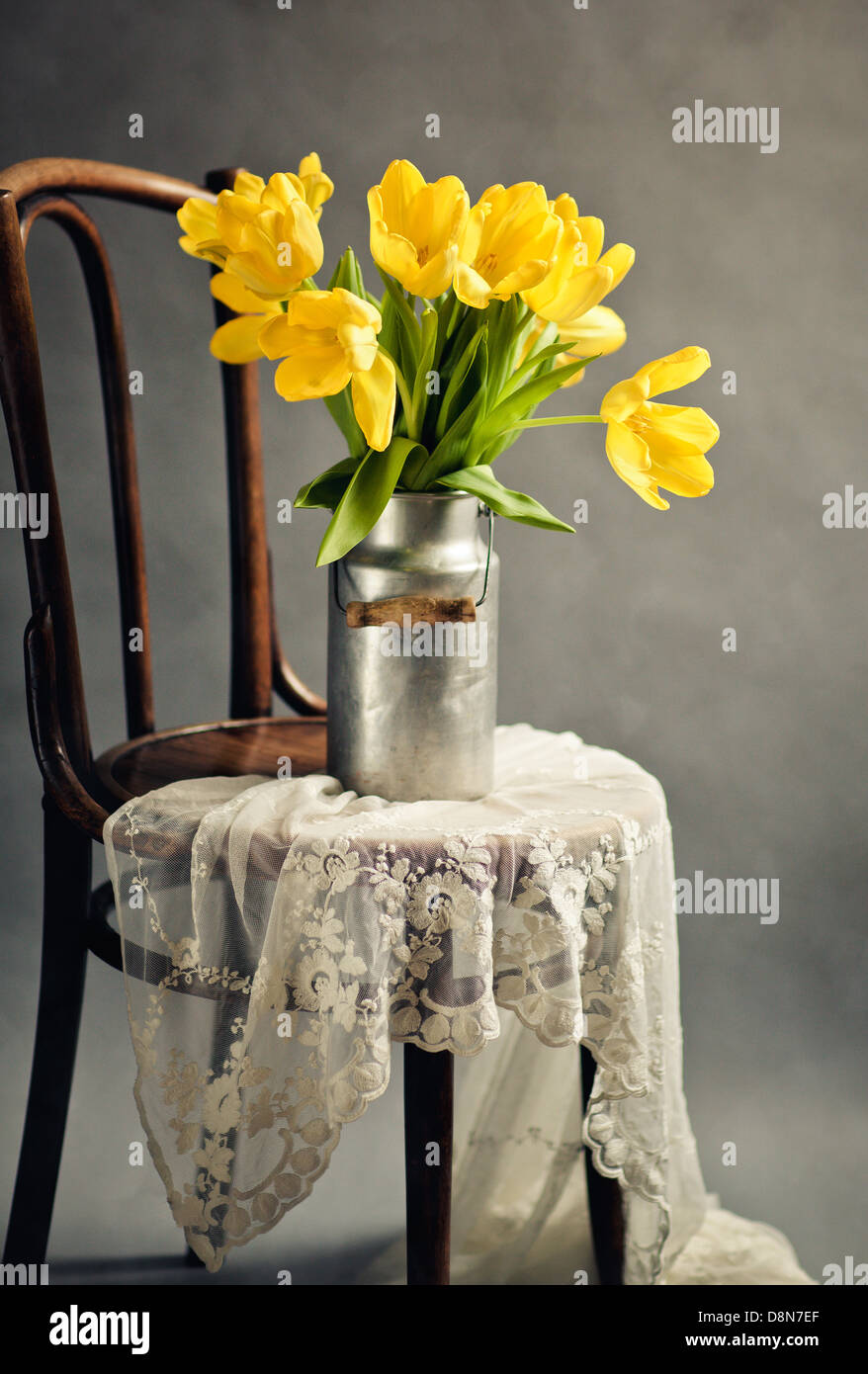 Still Life with Yellow Tulips Stock Photo - Alamy