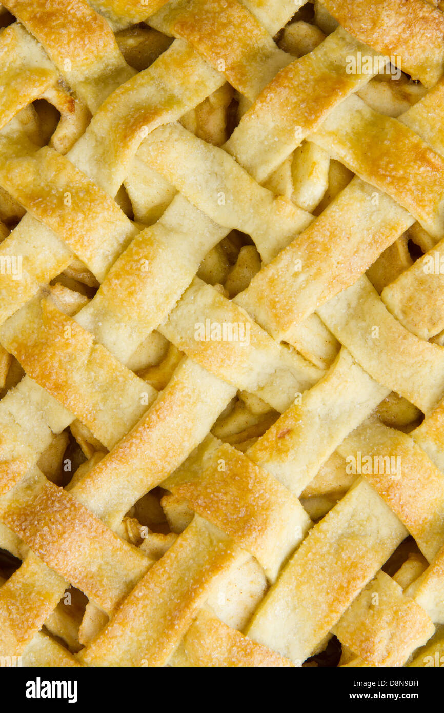 Lattice pastry apple pie top, cooked Stock Photo