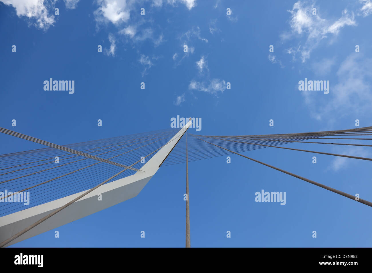 Strings suspension bridge and snow-reliance Stock Photo