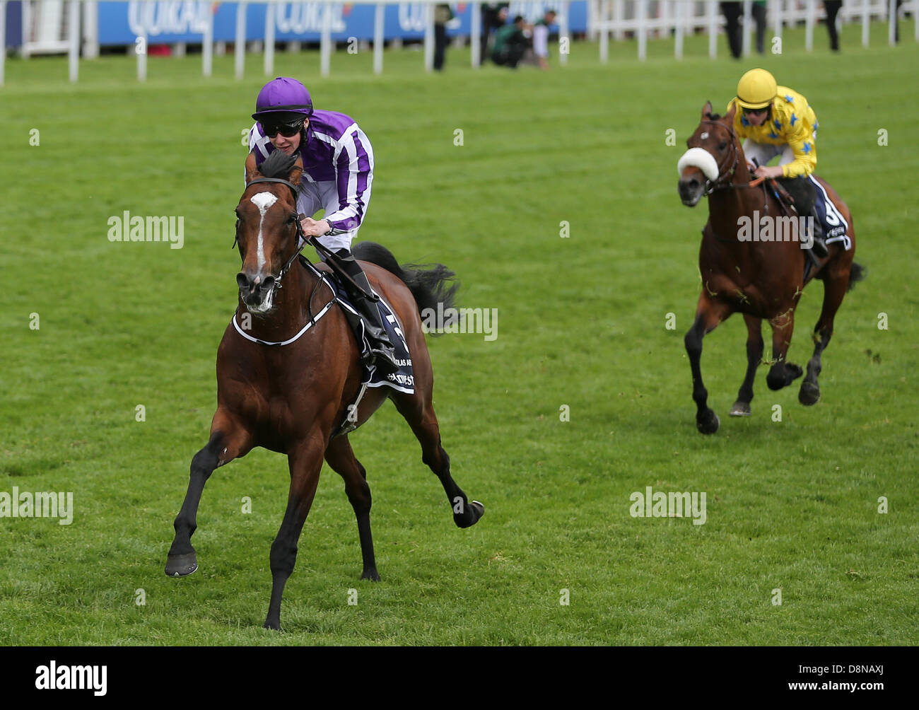 Epsom Downs, Surrey, UK. 1st June 2013.   Joseph O'Brien rides St Nicholas Abbey to win in The Investec Coronation Cup on The Investec Derby Day from Epsom Racecourse. Credit:  Action Plus Sports Images/Alamy Live News Stock Photo