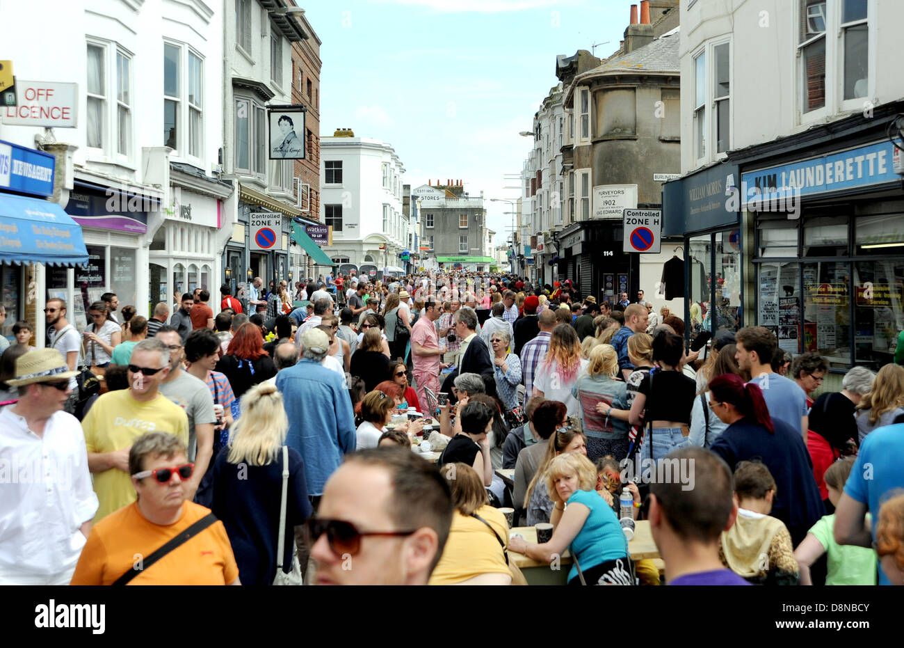 Crowded Kemp Town carnival Brighton UK Stock Photo